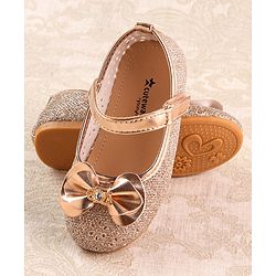 Cute Walk by Babyhug Ballerina with Velcro Closure & Bow Applique - Gold