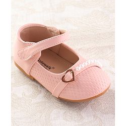 Cute Walk by Babyhug Velcro Closure Ballerina with Pearls & Heart Applique - Pink
