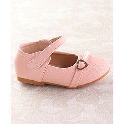 Cute Walk by Babyhug Velcro Closure Ballerina with Pearls & Heart Applique - Pink