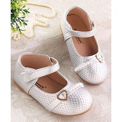 Cute Walk by Babyhug Velcro Closure Ballerina with Pearls & Heart Applique - Silver