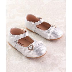 Cute Walk by Babyhug Velcro Closure Ballerina with Pearls & Heart Applique - Silver