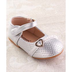 Cute Walk by Babyhug Velcro Closure Ballerina with Pearls & Heart Applique - Silver