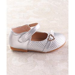 Cute Walk by Babyhug Velcro Closure Ballerina with Pearls & Heart Applique - Silver