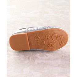 Cute Walk by Babyhug Velcro Closure Ballerina with Pearls & Heart Applique - Silver