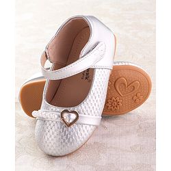 Cute Walk by Babyhug Velcro Closure Ballerina with Pearls & Heart Applique - Silver