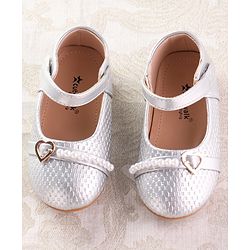 Cute Walk by Babyhug Velcro Closure Ballerina with Pearls & Heart Applique - Silver