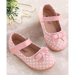 Cute Walk by Babyhug Velcro Closure Ballerina with Bow Applique - Pink