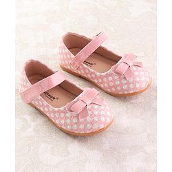 Cute Walk by Babyhug Velcro Closure Ballerina with Bow Applique - Pink