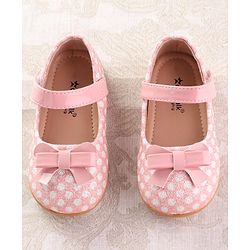 Cute Walk by Babyhug Velcro Closure Ballerina with Bow Applique - Pink