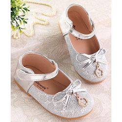 Cute Walk by Babyhug Ballerina with Velcro Closure & Bow Applique - Silver