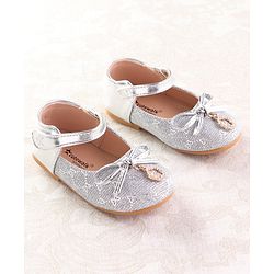 Cute Walk by Babyhug Ballerina with Velcro Closure & Bow Applique - Silver
