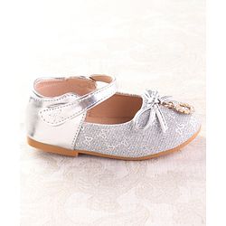 Cute Walk by Babyhug Ballerina with Velcro Closure & Bow Applique - Silver