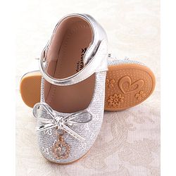 Cute Walk by Babyhug Ballerina with Velcro Closure & Bow Applique - Silver