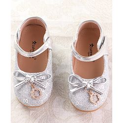 Cute Walk by Babyhug Ballerina with Velcro Closure & Bow Applique - Silver