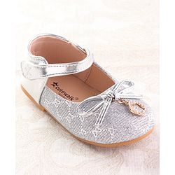 Cute Walk by Babyhug Ballerina with Velcro Closure & Bow Applique - Silver