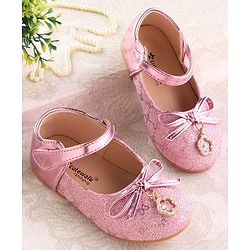 Cute Walk by Babyhug Ballerina with Velcro Closure & Bow Applique - Silver