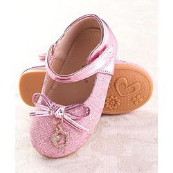 Cute Walk by Babyhug Ballerina with Velcro Closure & Bow Applique - Silver