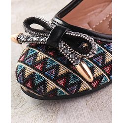 Cute Walk by Babyhug Ballerinas with Velcro Closure  Chevron Print & Bow Applique - Black