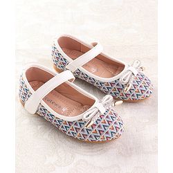 Cute Walk by Babyhug Ballerinas with Velcro Closure  Chevron Print & Bow Applique - Black