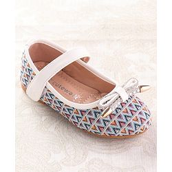Cute Walk by Babyhug Ballerinas with Velcro Closure  Chevron Print & Bow Applique - Black