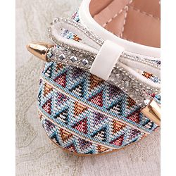 Cute Walk by Babyhug Ballerinas with Velcro Closure  Chevron Print & Bow Applique - Black