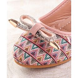 Cute Walk by Babyhug Ballerinas Velcro Closure with Chevron Print & Bow Applique - Pink