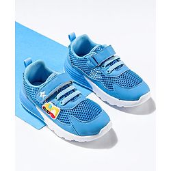 Cute Walk by Babyhug Sneaker Shoes with Vecro Closure & Construction Vehicle Appliques - Blue
