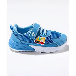 Cute Walk by Babyhug Sneaker Shoes with Vecro Closure & Construction Vehicle Appliques - Blue