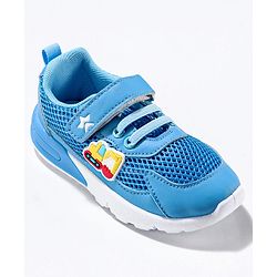 Cute Walk by Babyhug Sneaker Shoes with Vecro Closure & Construction Vehicle Appliques - Blue