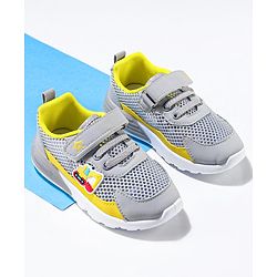 Cute Walk by Babyhug Sneaker Shoes with Vecro Closure & Construction Vehicle Appliques - Blue