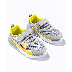 Cute Walk by Babyhug Sneaker Shoes with Vecro Closure & Construction Vehicle Appliques - Blue