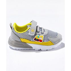 Cute Walk by Babyhug Sneaker Shoes with Vecro Closure & Construction Vehicle Appliques - Blue