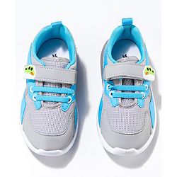 Cute Walk by Babyhug Sneaker Shoes with Vecro Closure &  Crocodile Appliques - Grey