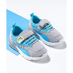 Cute Walk by Babyhug Sneaker Shoes with Vecro Closure &  Crocodile Appliques - Grey