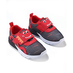 Cute Walk by Babyhug Velcro Closure Sneaker Shoes With Animal Print - Black