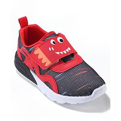 Cute Walk by Babyhug Velcro Closure Sneaker Shoes With Animal Print - Black