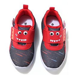 Cute Walk by Babyhug Velcro Closure Sneaker Shoes With Animal Print - Black