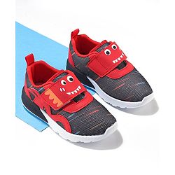 Cute Walk by Babyhug Velcro Closure Sneaker Shoes With Animal Print - Black
