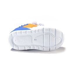 Cute Walk by Babyhug Velcro Closure Sneakers With Dino Patch Applique - White & Royal Blue