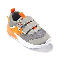 Cute Walk by Babyhug Velcro Closure Sneakers With Dino Patch Applique - Grey