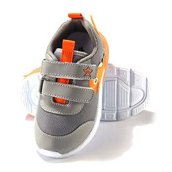 Cute Walk by Babyhug Velcro Closure Sneakers With Dino Patch Applique - Grey