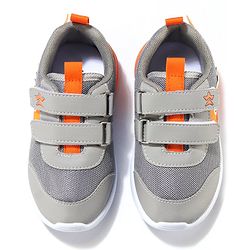 Cute Walk by Babyhug Velcro Closure Sneakers With Dino Patch Applique - Grey