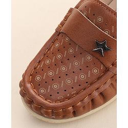 Cute Walk by Babyhug Formal Slip On Shoes With Star Applique - Brown