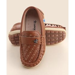 Cute Walk by Babyhug Formal Slip On Shoes With Star Applique - Brown