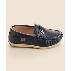 Cute Walk by Babyhug Formal Slip On Shoes With Star Applique - Blue