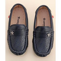 Cute Walk by Babyhug Formal Slip On Shoes With Star Applique - Blue