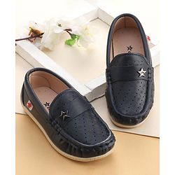 Cute Walk by Babyhug Formal Slip On Shoes With Star Applique - Blue