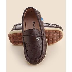 Cute Walk by Babyhug Formal Slip On Shoes With Star Applique - Brown