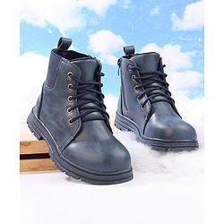 Cute Walk by Babyhug Lace Up  Winter Boots - Black
