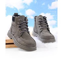 Cute Walk by Babyhug Winter Boots with Lace up Closure - Grey